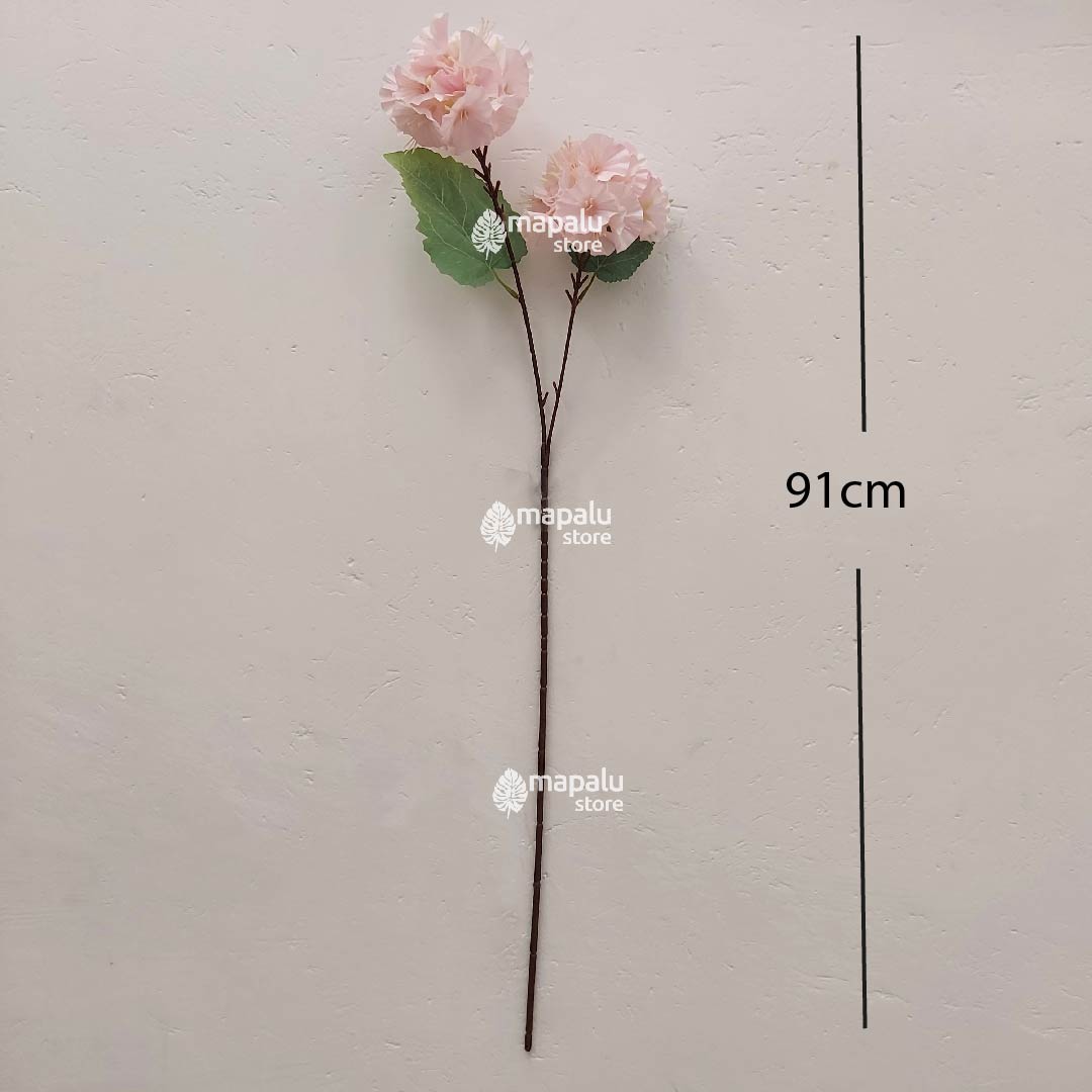 Ramo de flores Alcea Rosea artificial rosado pastel 91cm