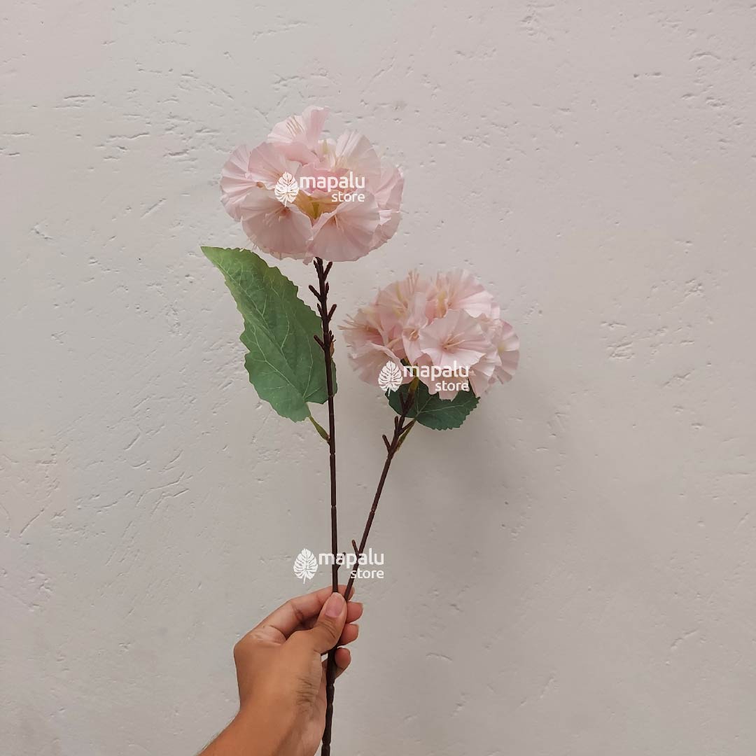 Ramo de flores Alcea Rosea artificial rosado pastel 91cm