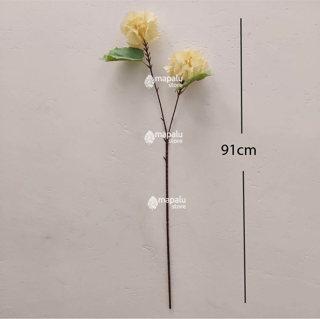 Ramo de flores Alcea Rosea artificial amarillo pastel 91cm