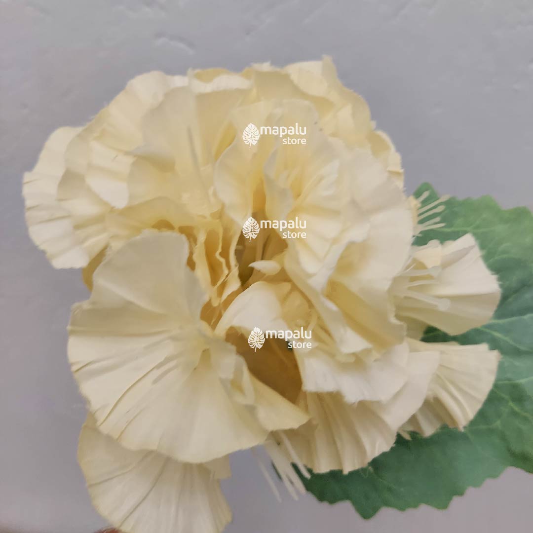 Ramo de flores Alcea Rosea artificial amarillo pastel 91cm