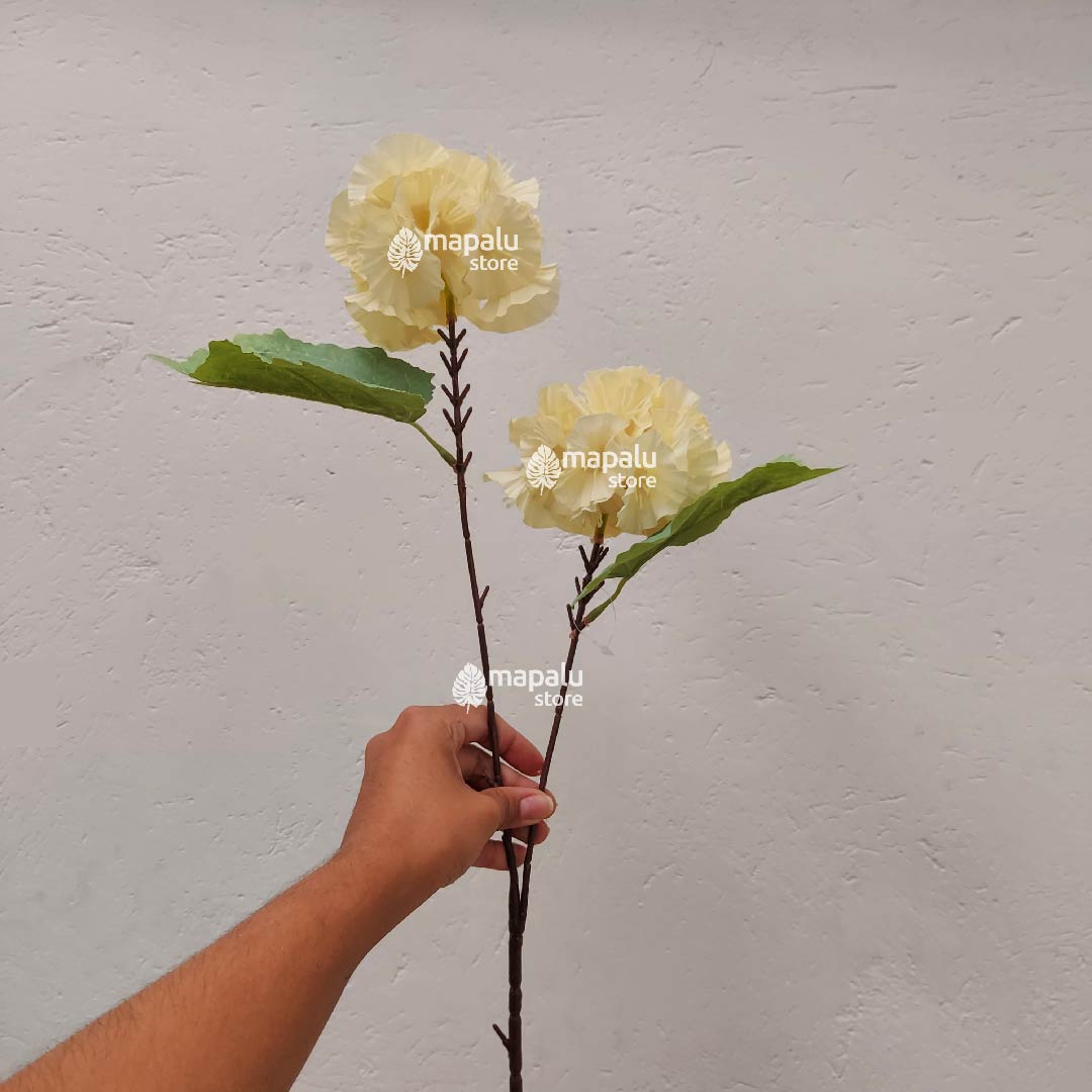 Ramo de flores Alcea Rosea artificial amarillo pastel 91cm