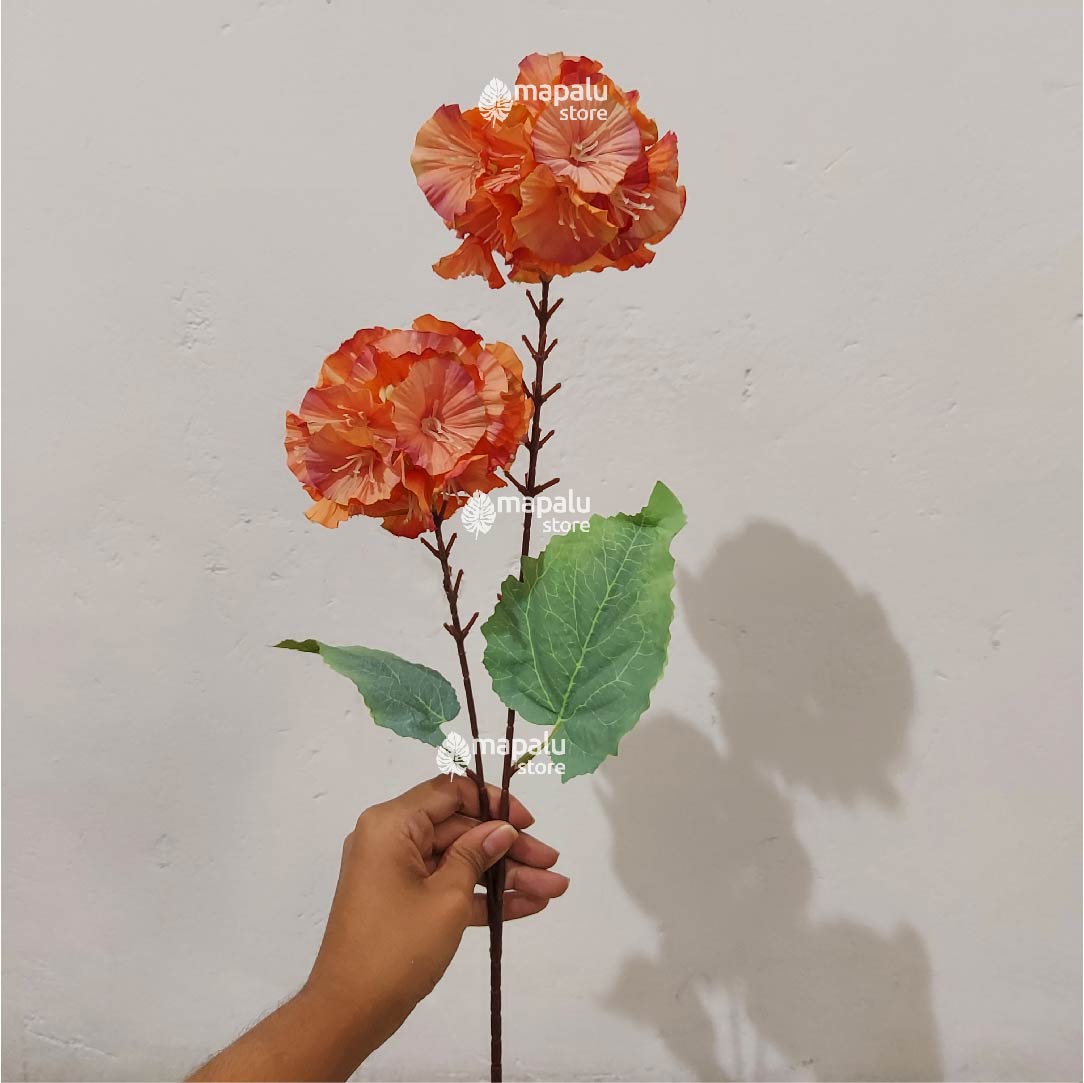 Ramo de flores Alcea Rosea artificial anaranjado 91cm