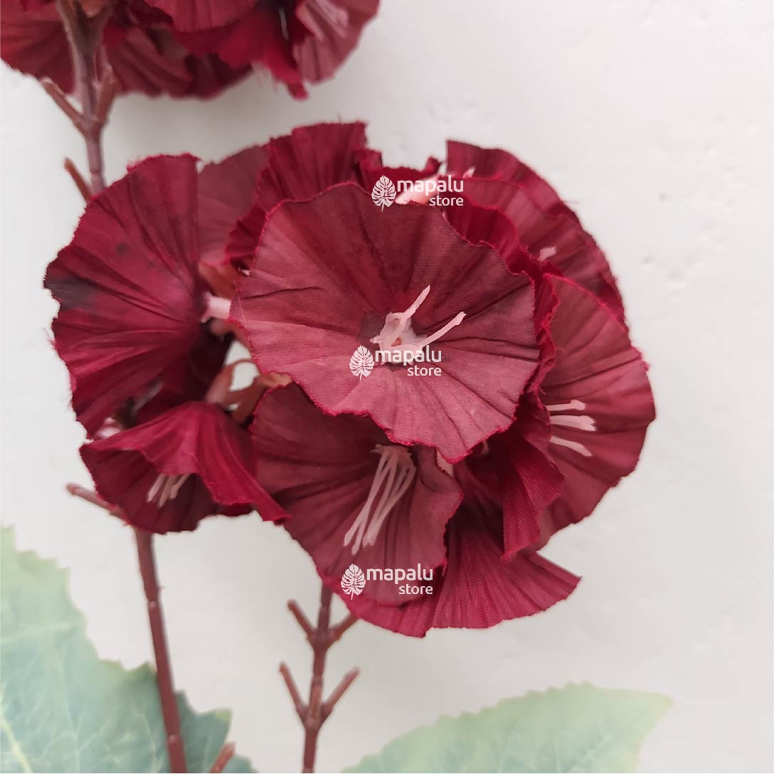 Ramo de flores Alcea Rosea artificial vinotinto 91cm