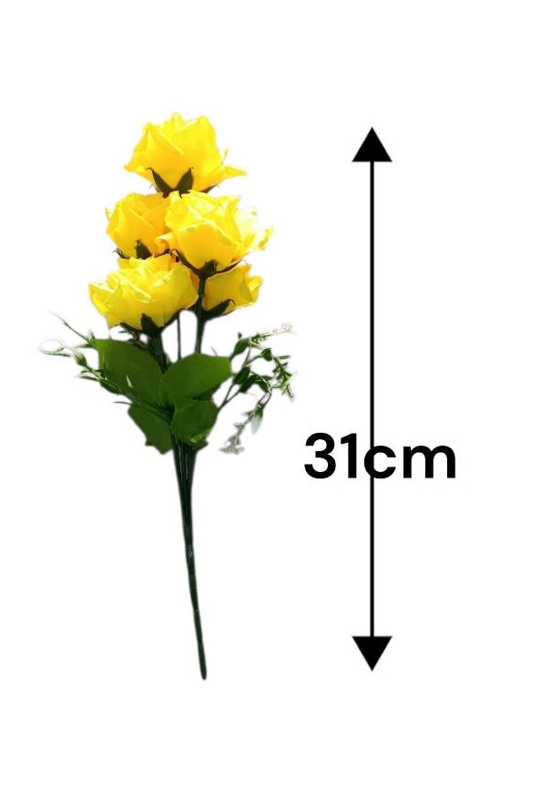 Ramo de Rosa de Té Color Amarillo 31cm