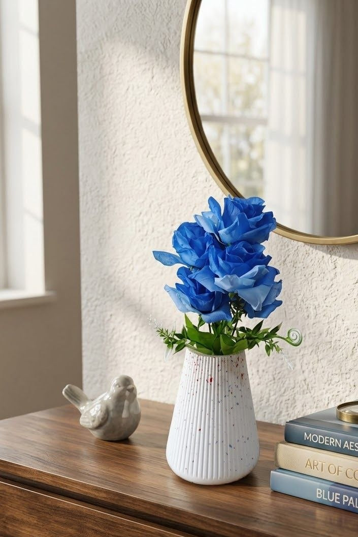 Ramo de Rosa de Té Color Azul 31cm