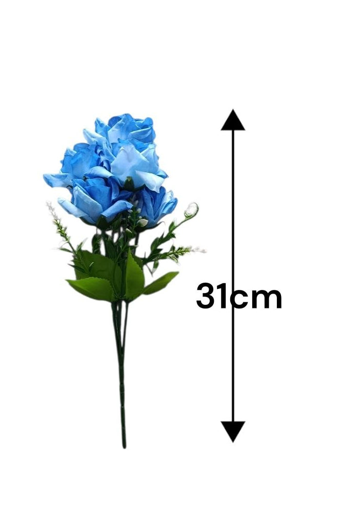 Ramo de Rosa de Té Color Azul 31cm