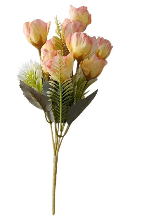 Ramo de Tulipanes Amarillo/Rosa con Follaje 31cm