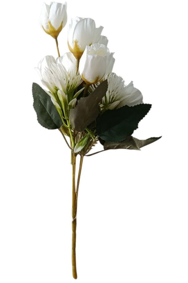 Ramo Tulipanes Blancos con Follaje 31cm