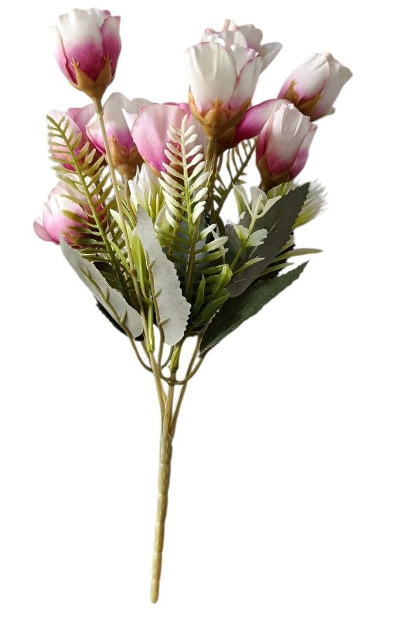 Ramo Tulipanes Fucsia/Blanco con Follaje 31cm