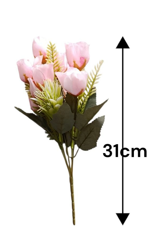 Ramo Tulipanes Rosados con Follaje 31cm
