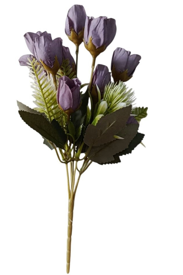 Ramo Tulipanes Morados con Follaje 31cm