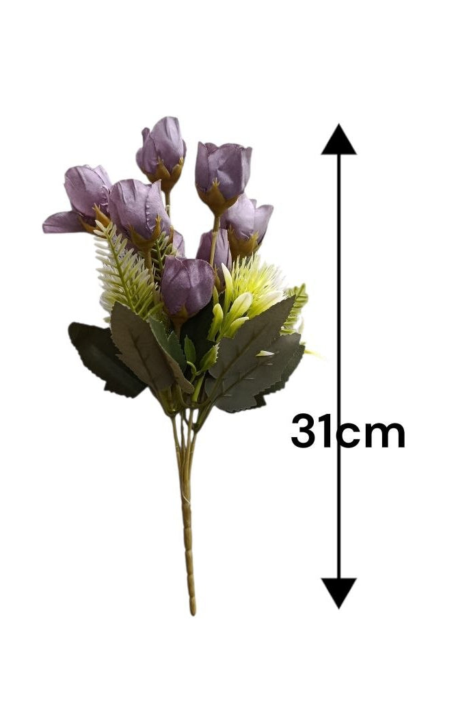 Ramo Tulipanes Morados con Follaje 31cm