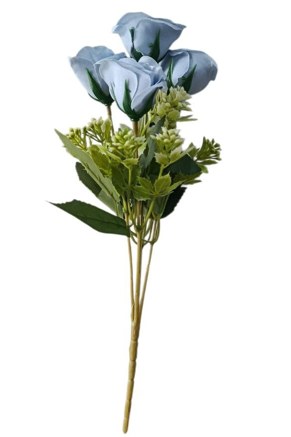 Ramo de Rosas Color Azul con Follaje 31cm