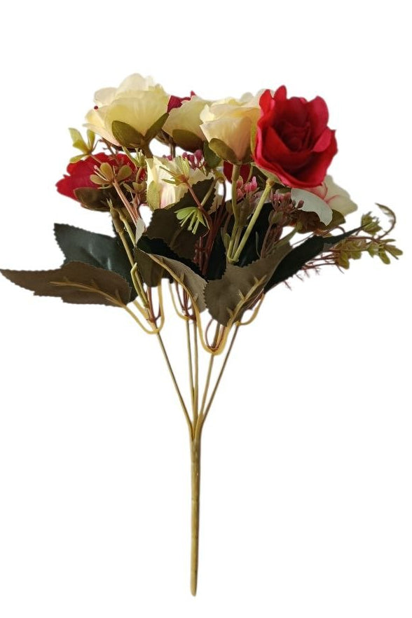 Ramo de Rosas Pequeñas Amarillo/Rojo 29cm