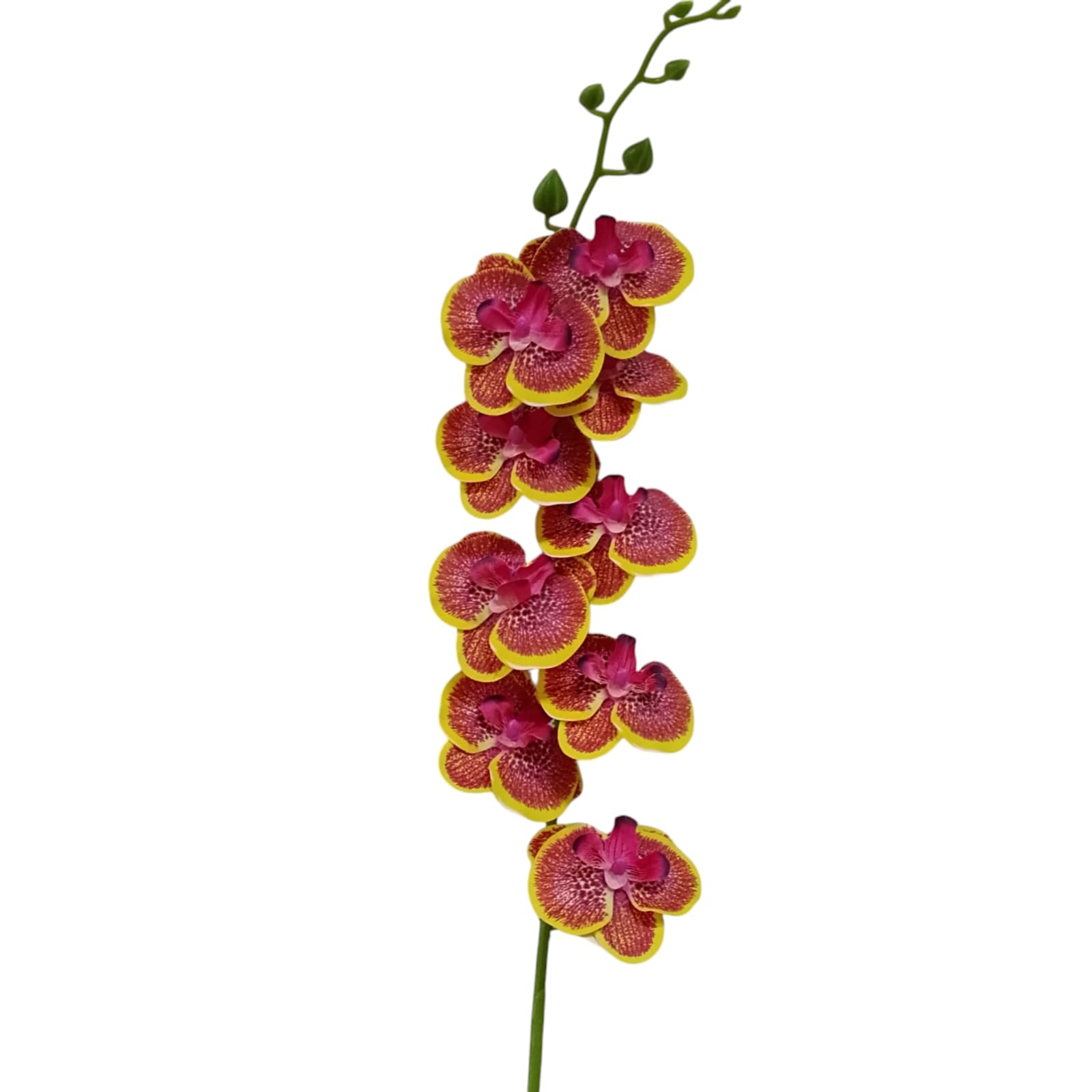 Flor Artificial Orquidea Mediana Naranja Con Amarillo