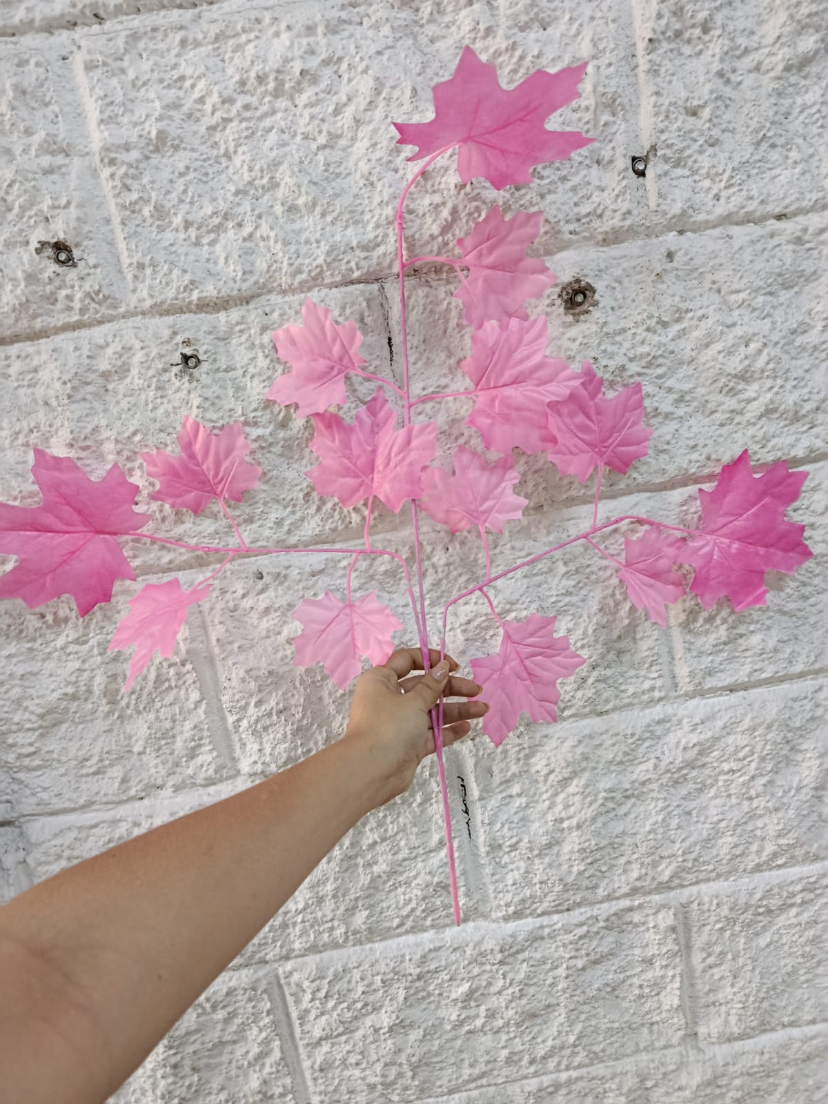 Rama Hojas de Otoño Rosada 63cm