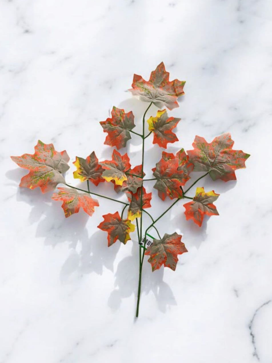 Rama Hoja de Otoño Naranja/gris 63cm