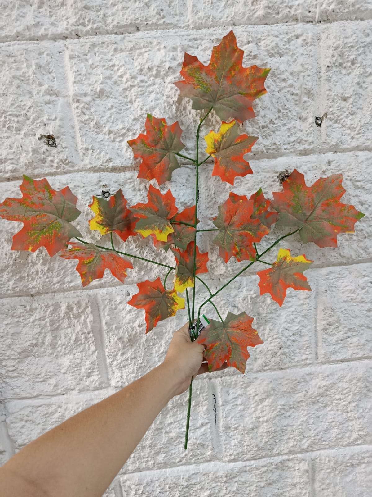 Rama Hoja de Otoño Naranja/gris 63cm