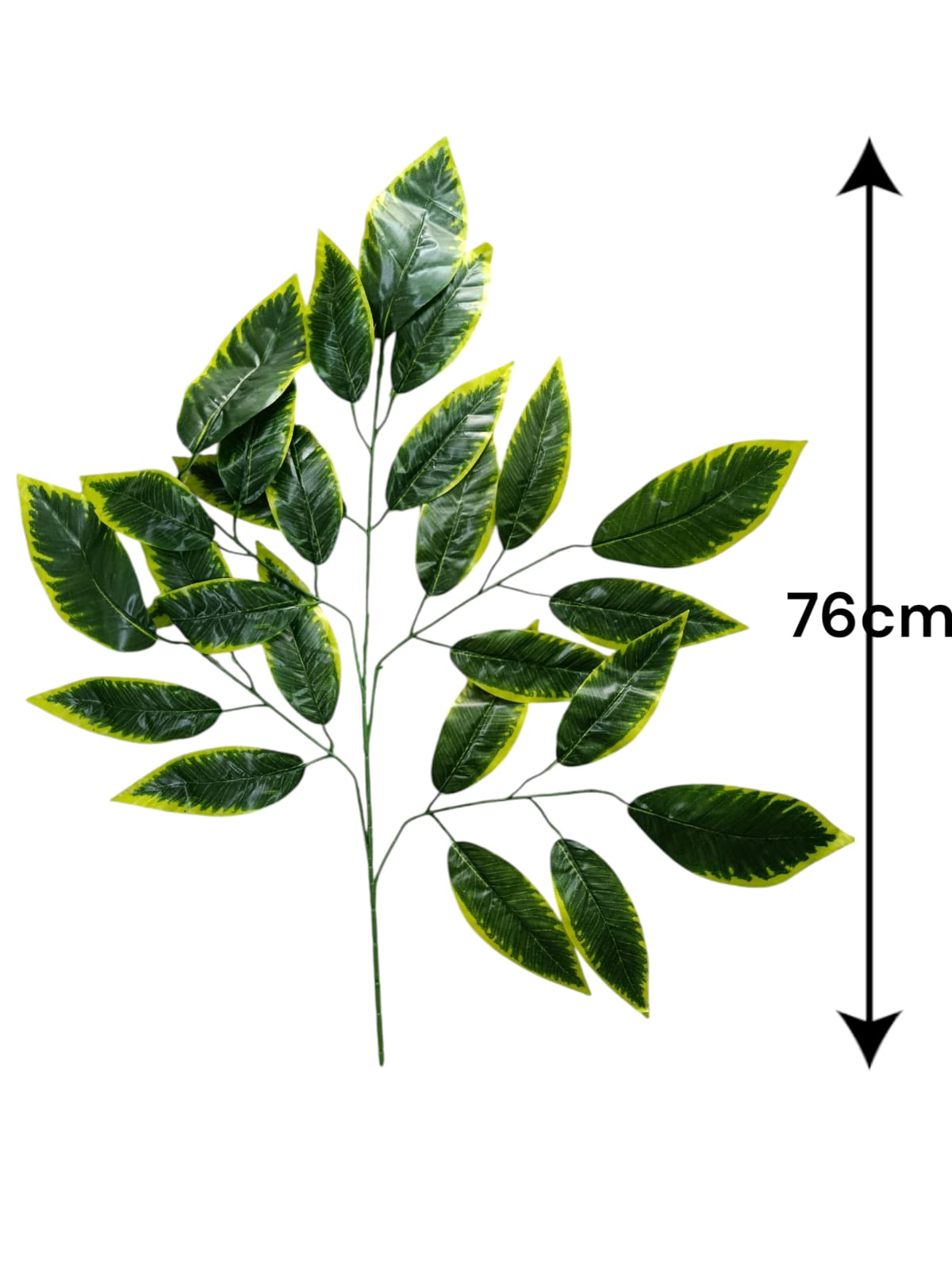 Rama Artificial Hojas de Mango Borde Amarillo 76cm