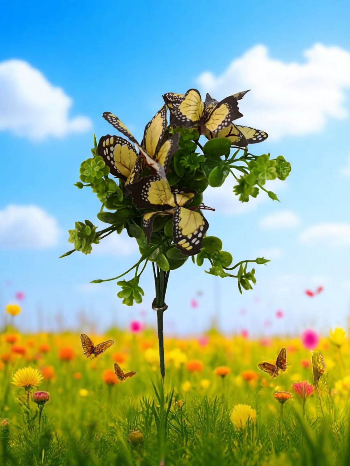 Follaje Artificial Decorativo con Mariposas 30cm
