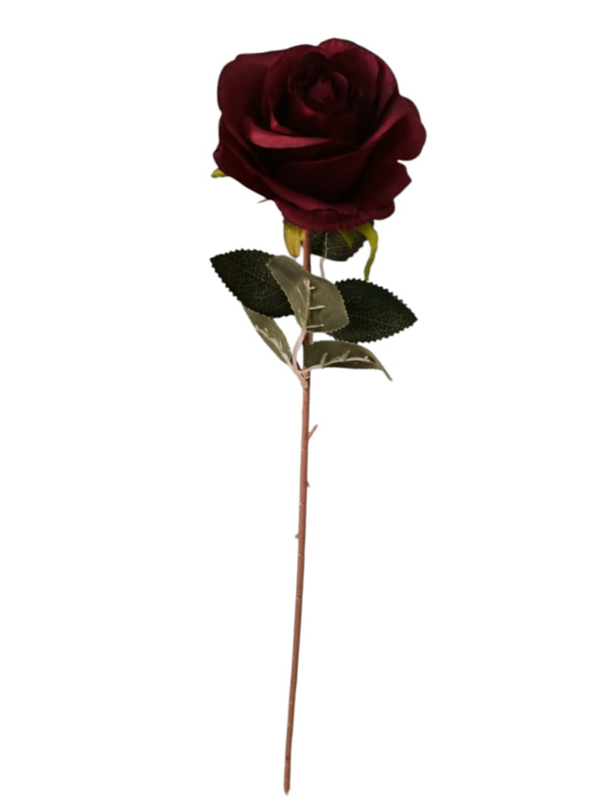 Rosa Roja Larga Espinas Artificial 50cm