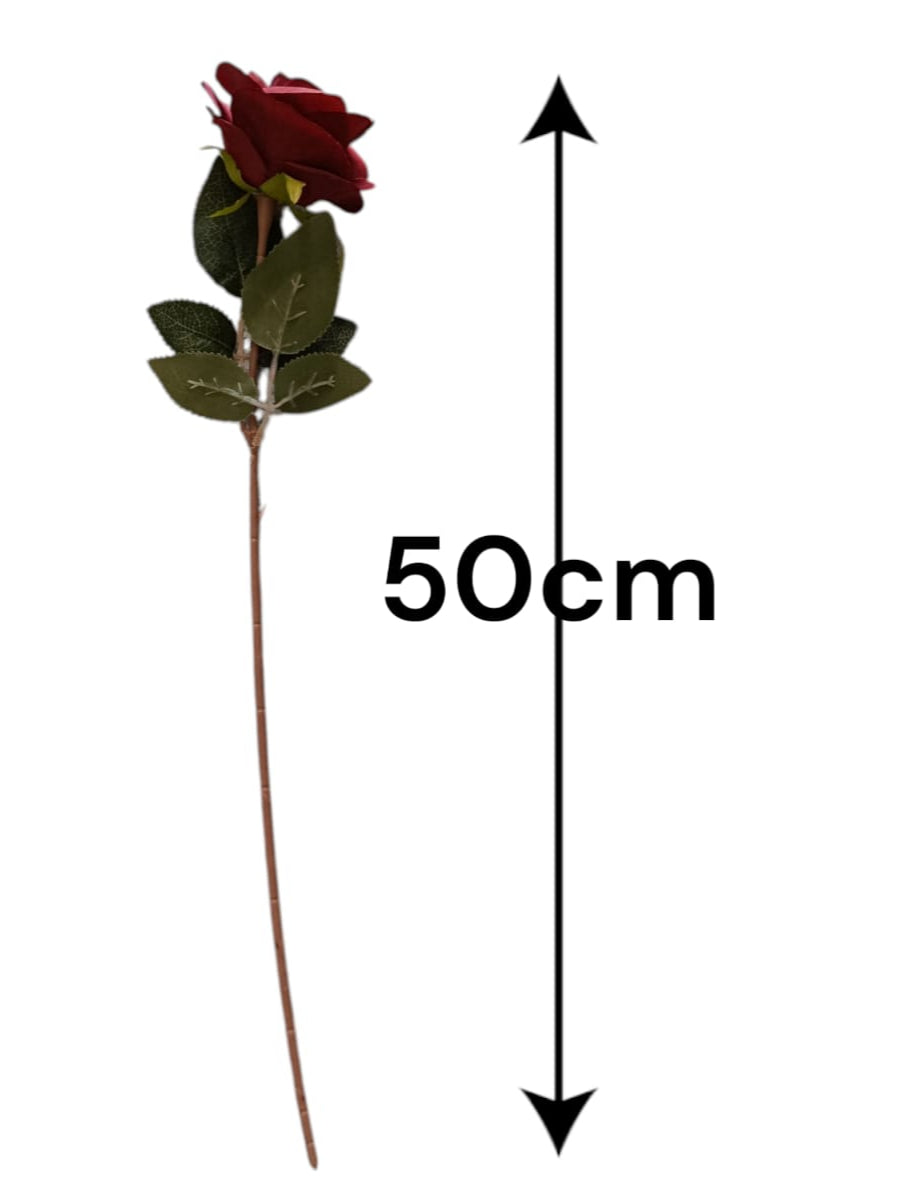 Rosa Roja Larga Espinas Artificial 50cm