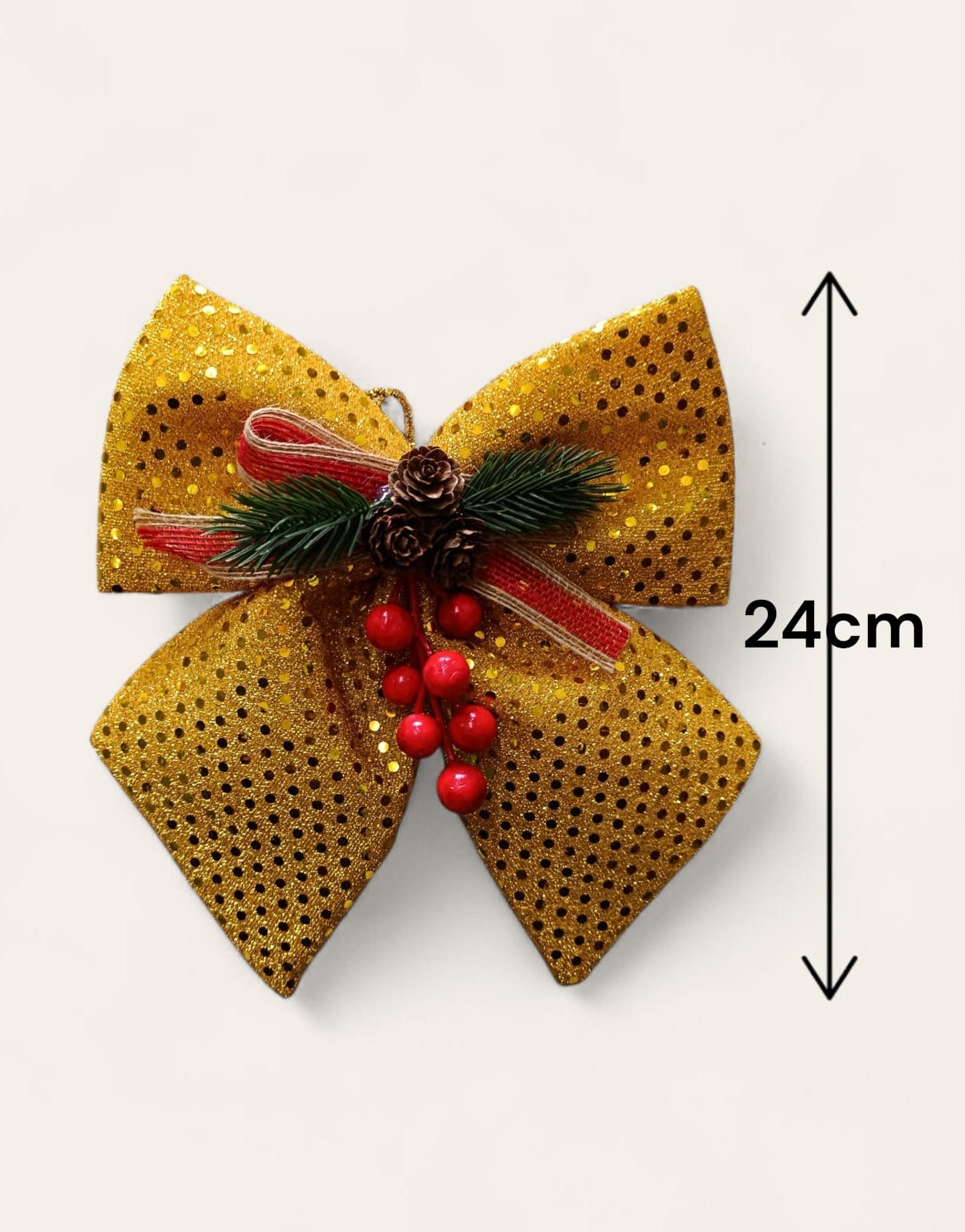 Moño Navideño Dorado 24cm