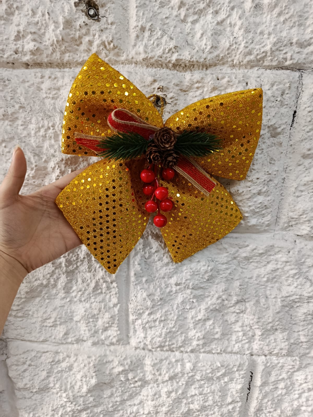 Moño Navideño Dorado 24cm