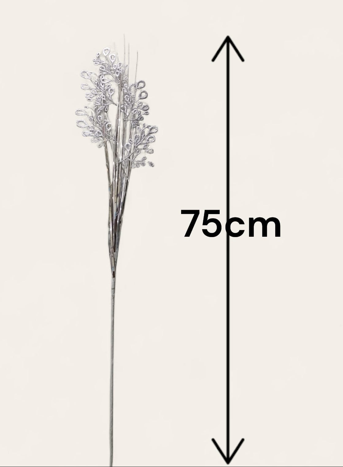 Hoja Plateada Larga Navideña 75cm