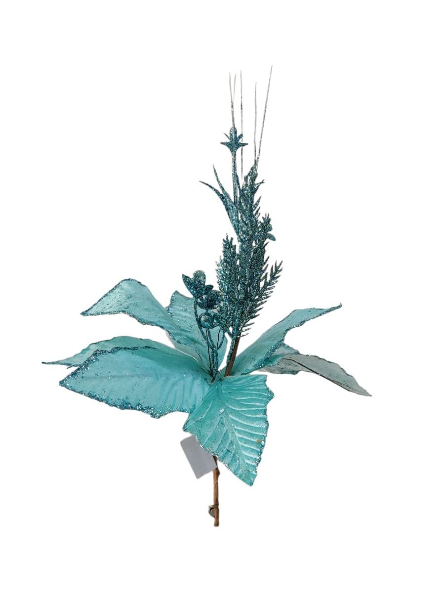 Flor Navideña Azul 40cm