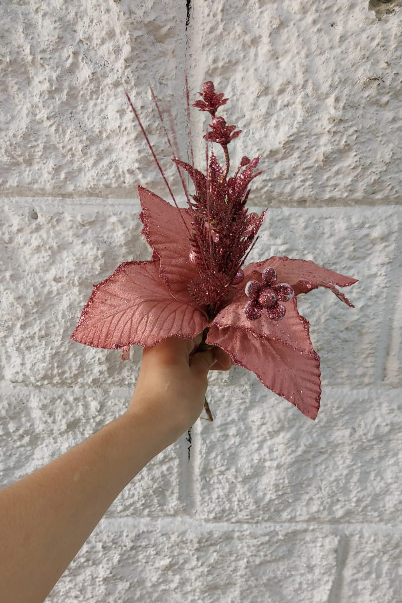 Flor Navideña Rosa 40cm