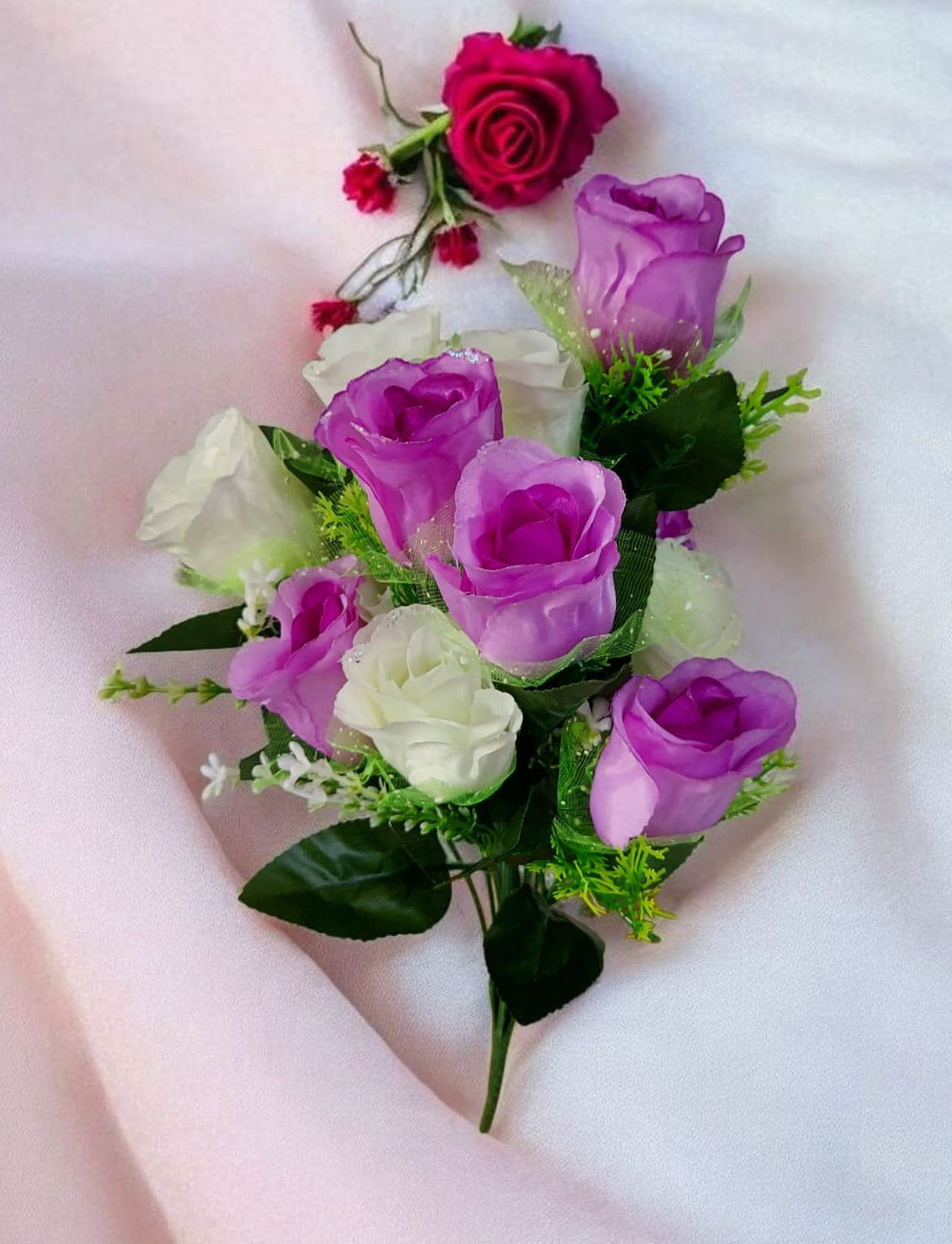 Ramo Rosa Blanca/Lila 44cm