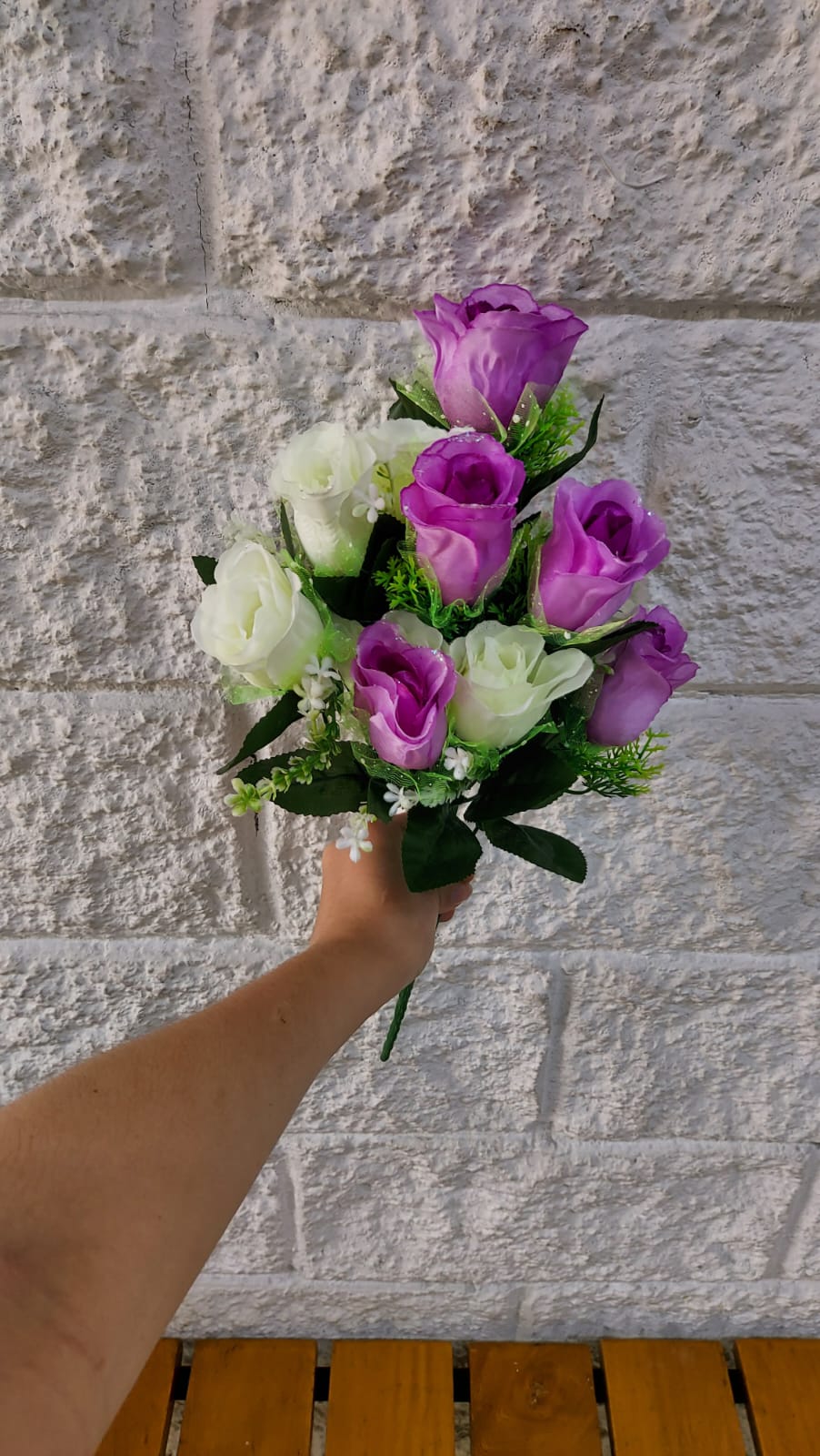 Ramo Rosa Blanca/Lila 44cm