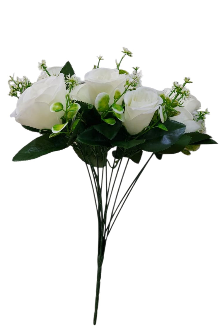 Ramo De Rosas Capullo Blanco 37cm