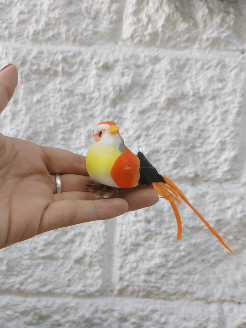 Pajarito Decorativo Naranja 13cm