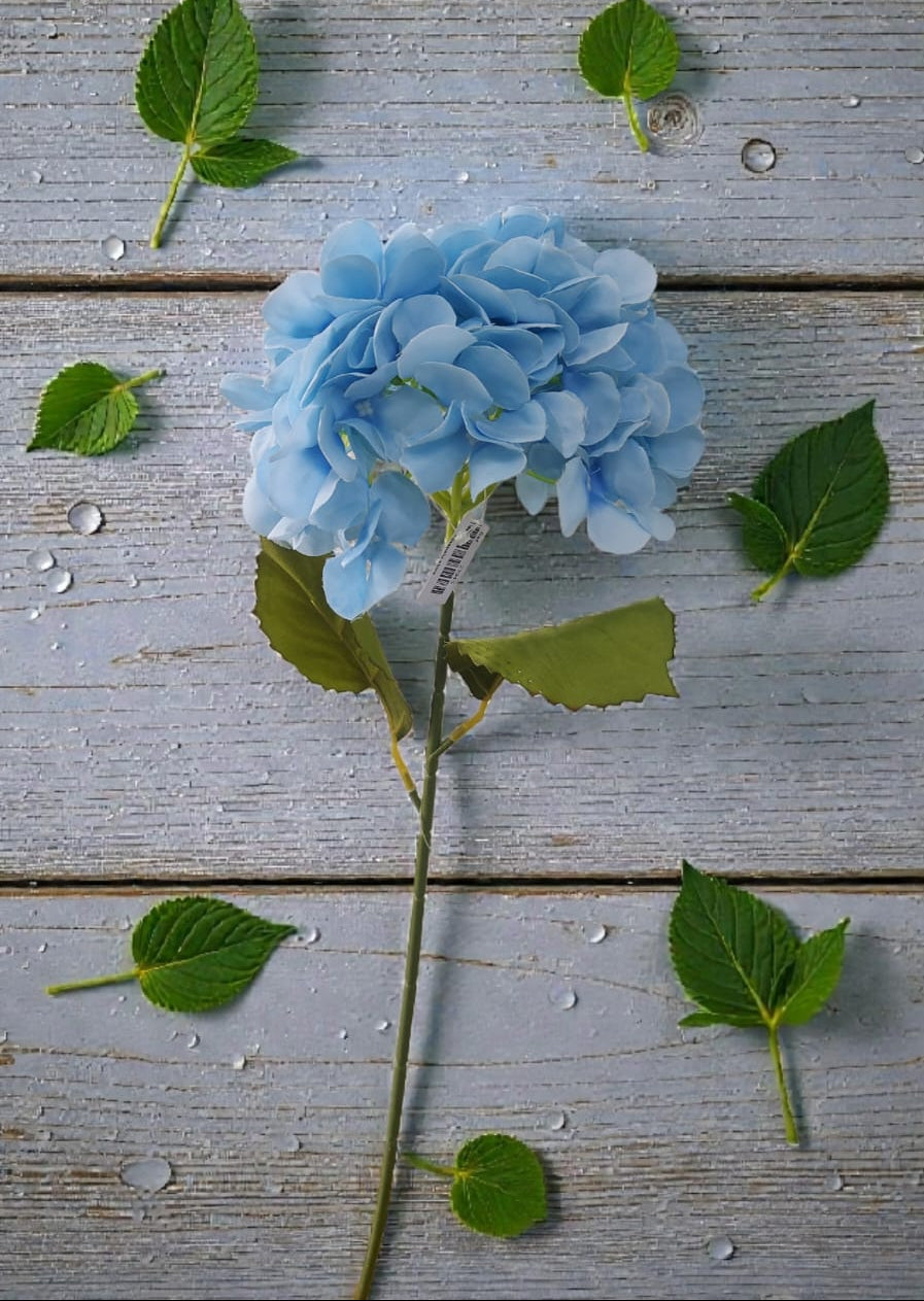 Ramo De Hortensias Tallo Largo Azul 77cm