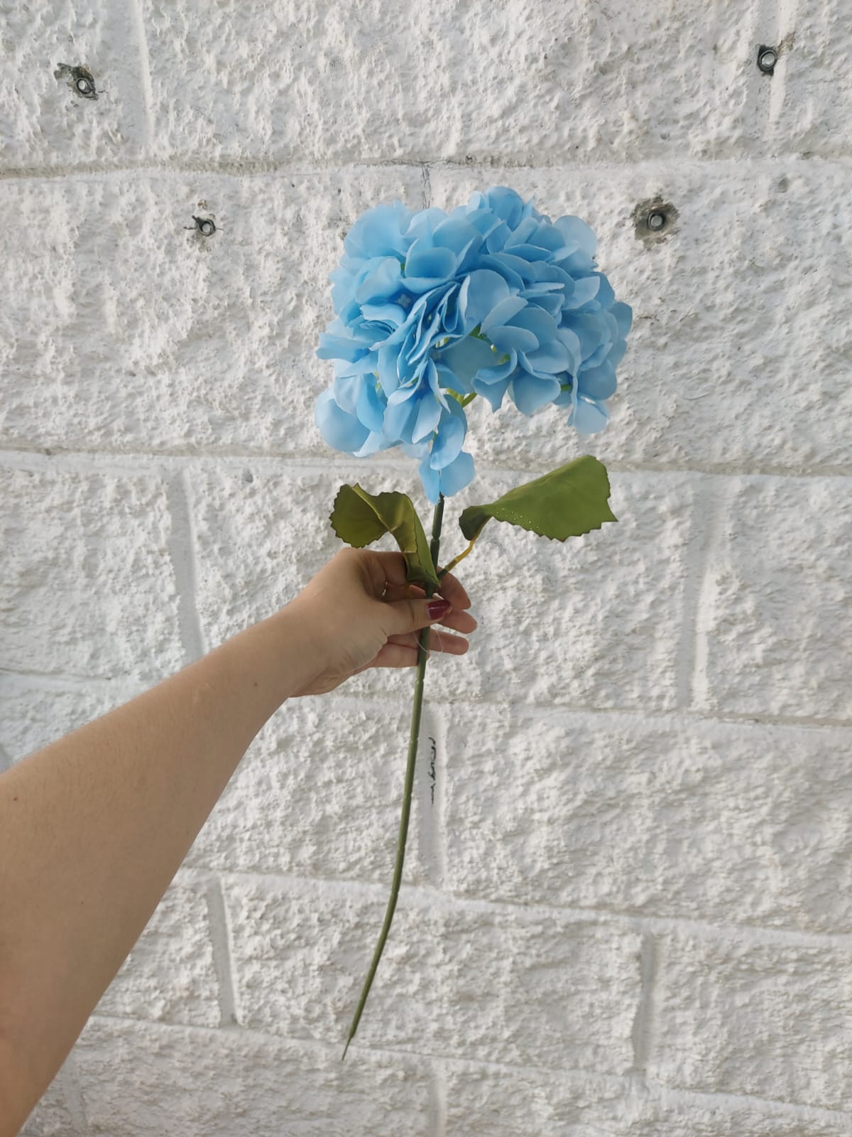 Ramo De Hortensias Tallo Largo Azul 77cm