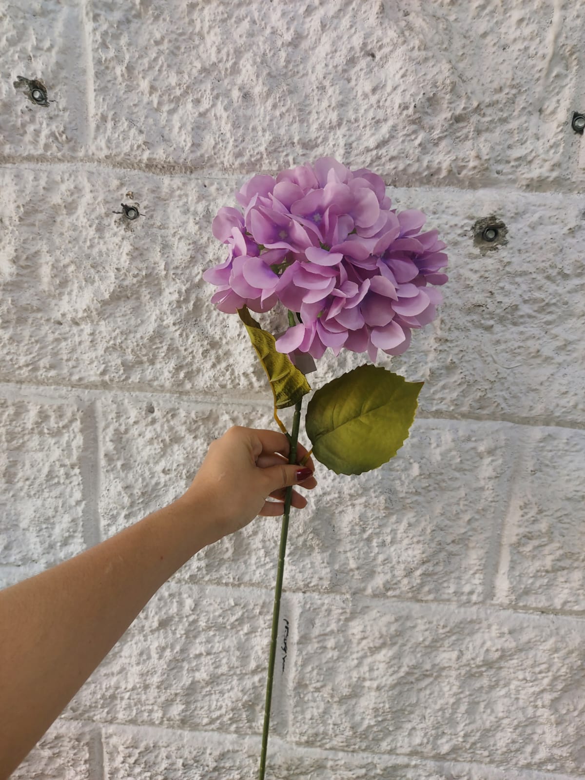 Ramo De Hortensias Tallo Largo Lila 77cm