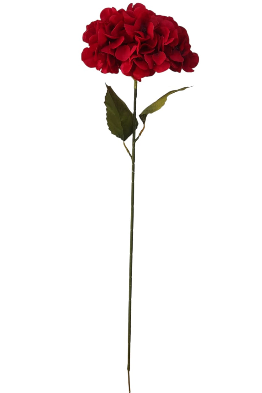 Ramo De Hortensias Tallo Largo Rojo 77cm