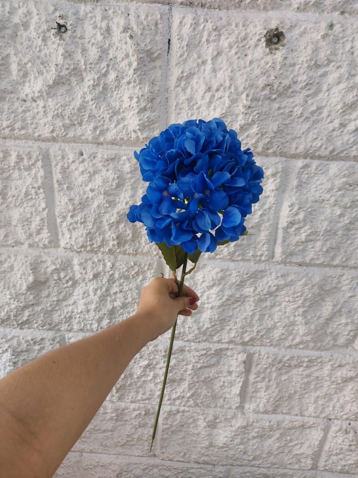 Ramo De Hortensias Tallo Largo Azul Oscuro 77cm