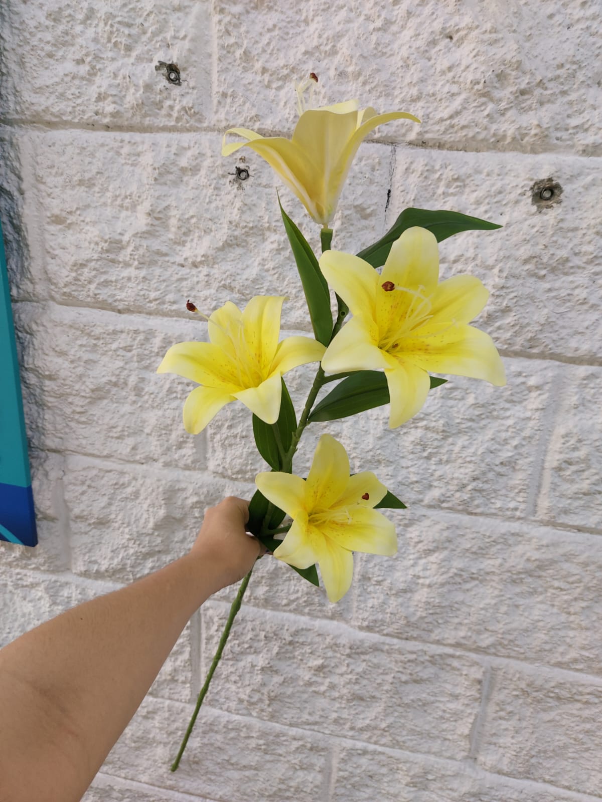 Ramo de Lirios Artificiales x4 Amarillo 1mts