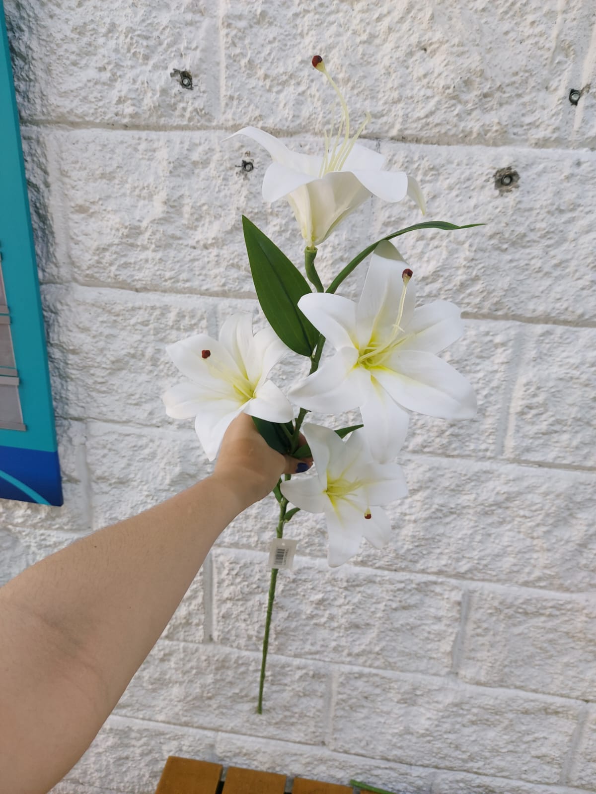 Ramo de Lirios Artificiales x 4 Blanco 1mts