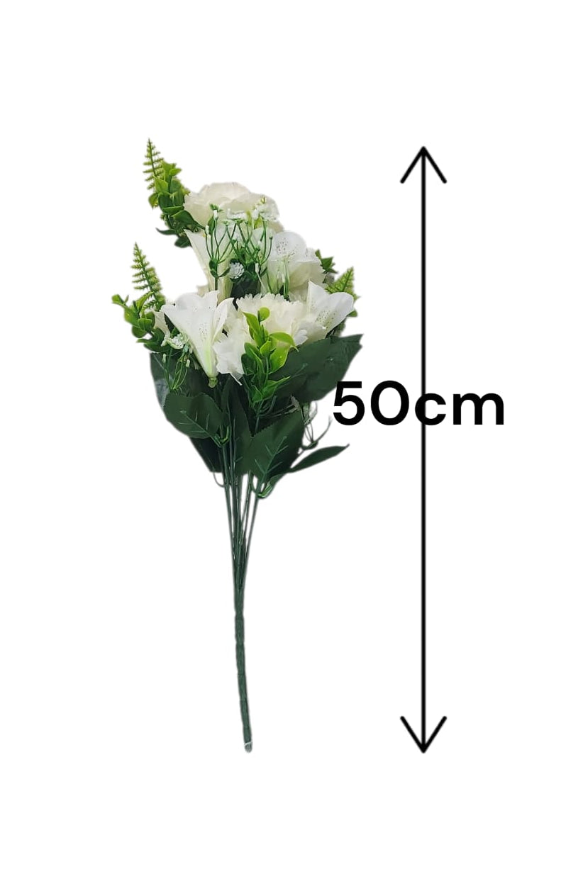 Flor Combi Clavel Blanco con Lirio 50cm