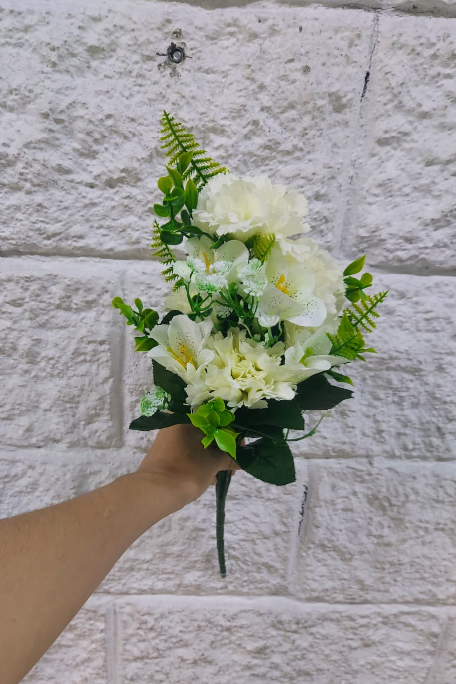 Flor Combi Clavel Blanco con Lirio 50cm