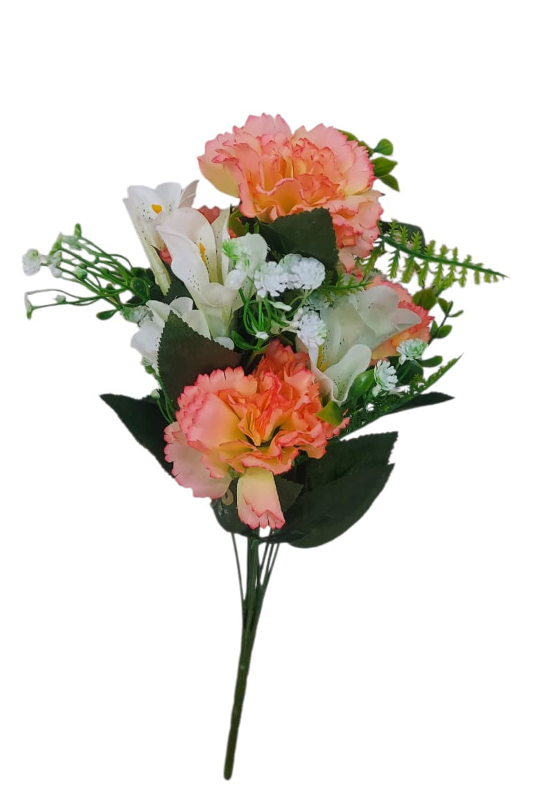 Flor Combi Clavel Salmón con Lirio 50cm