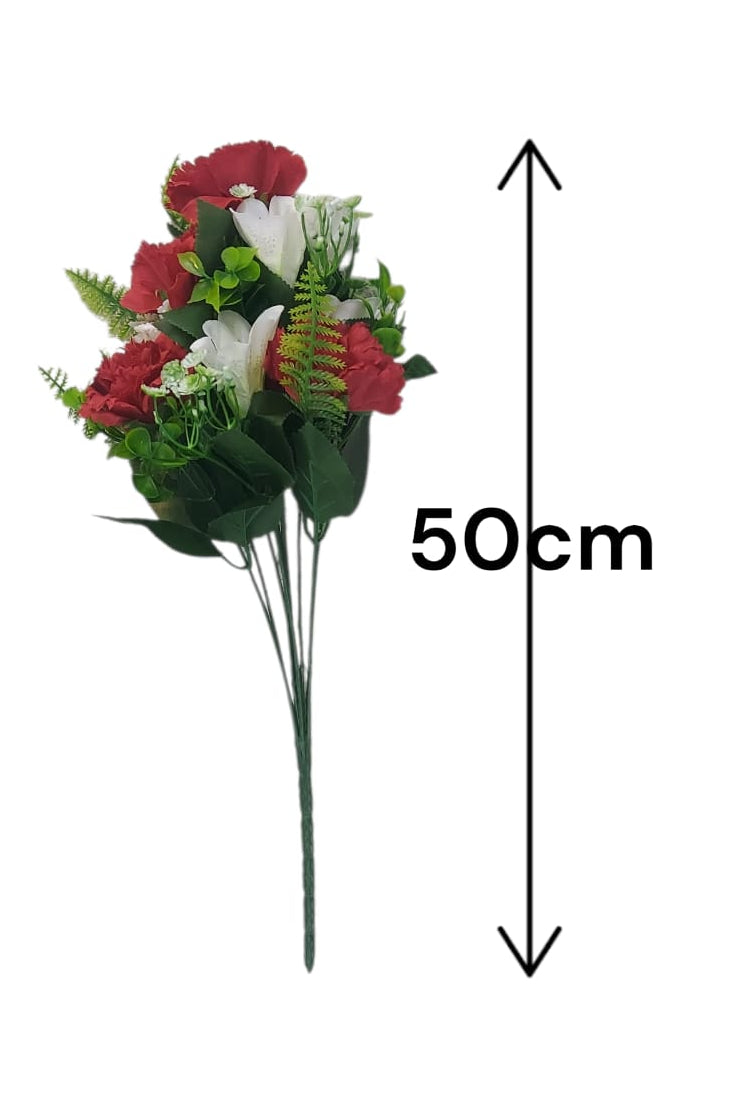 Flor Combi Clavel Rojo con Lirio 50cm