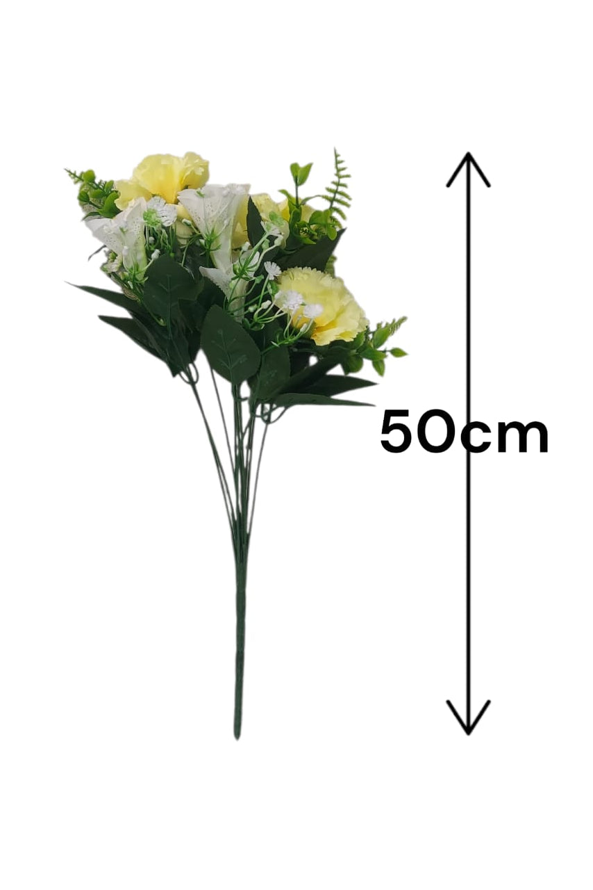 Flor Combi Clavel Amarillo con Lirio 50cm