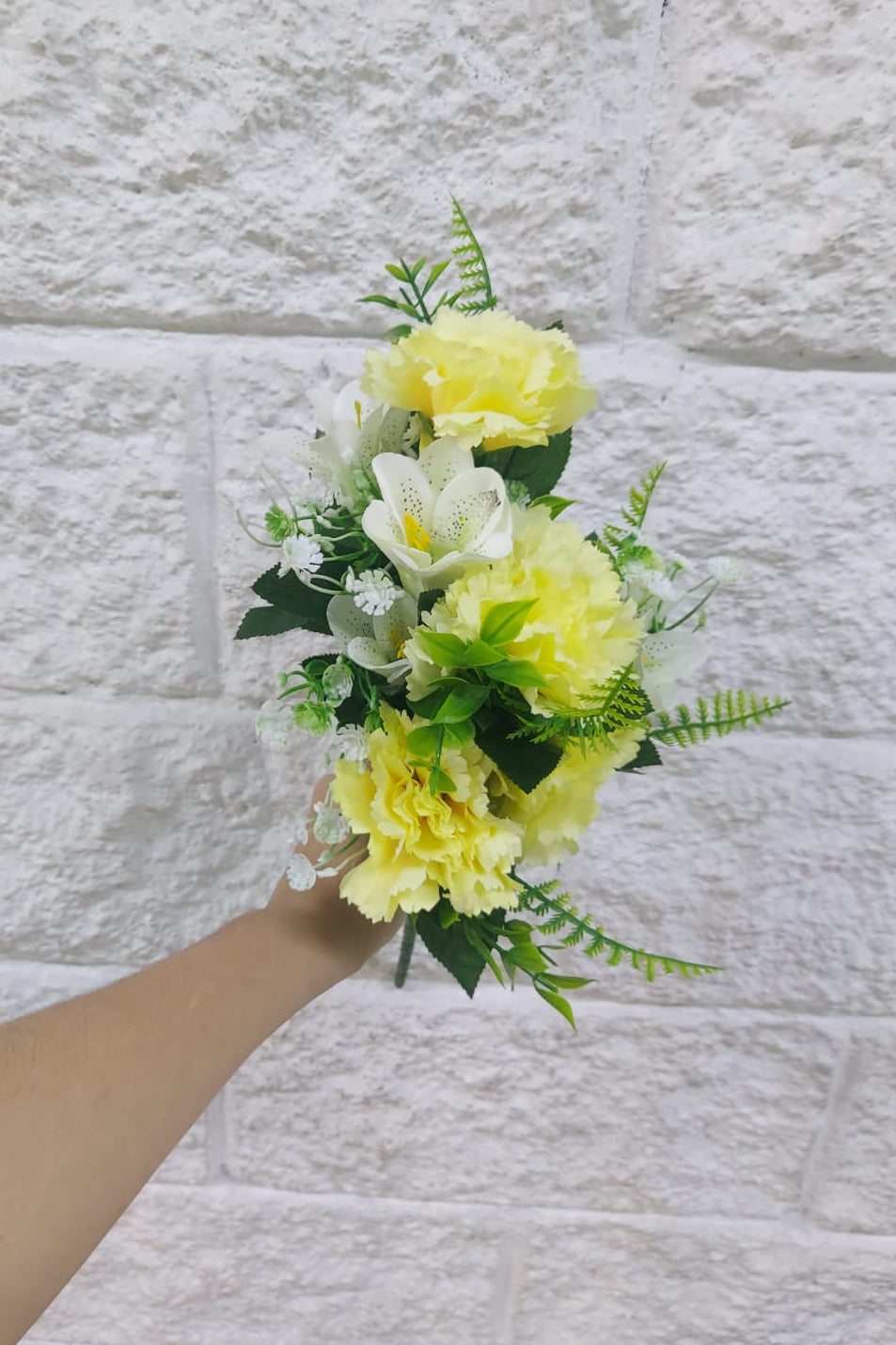 Flor Combi Clavel Amarillo con Lirio 50cm