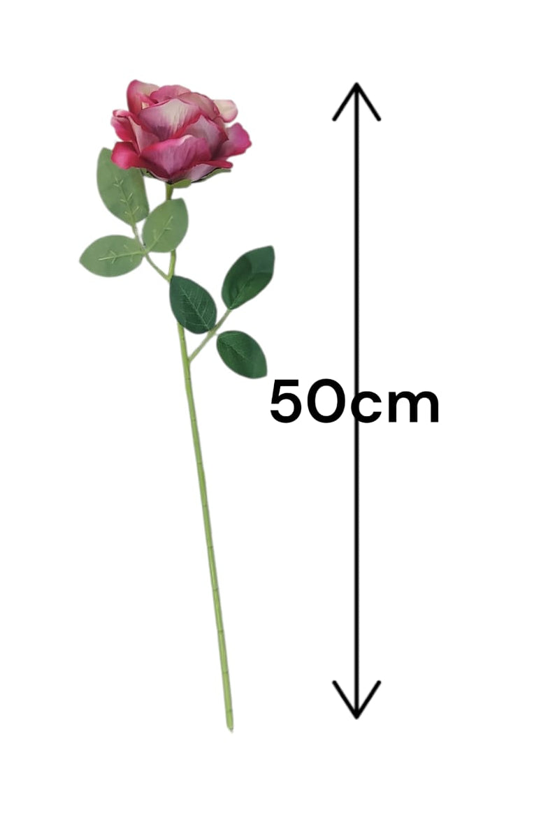 Rosa Super Realista Artificial Fucsia 50cm