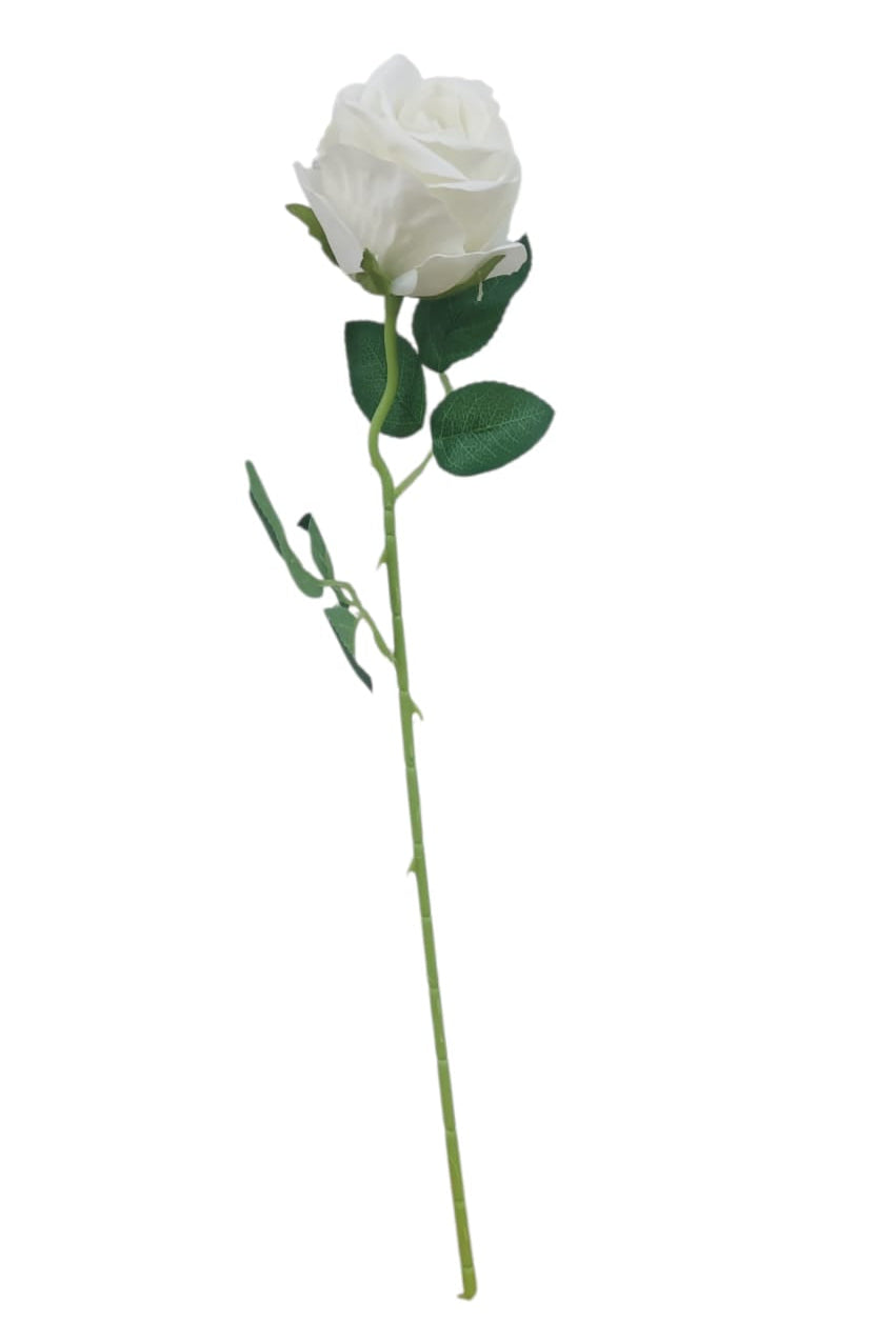 Rosa Super Realista Artificial Blanca 50cm